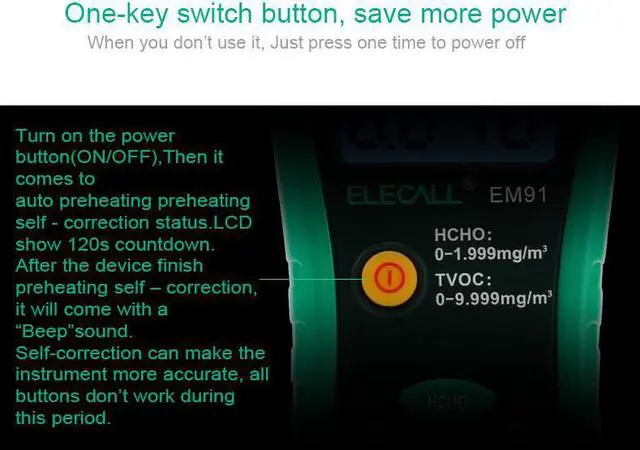 Alt view image 3 of 7 - ELECALL EM91 Digital Smart Formaldehyde Gas Detector Gas Meter Formaldehyde Tester Sensor HCHO TVOC Meter Air Analyzers