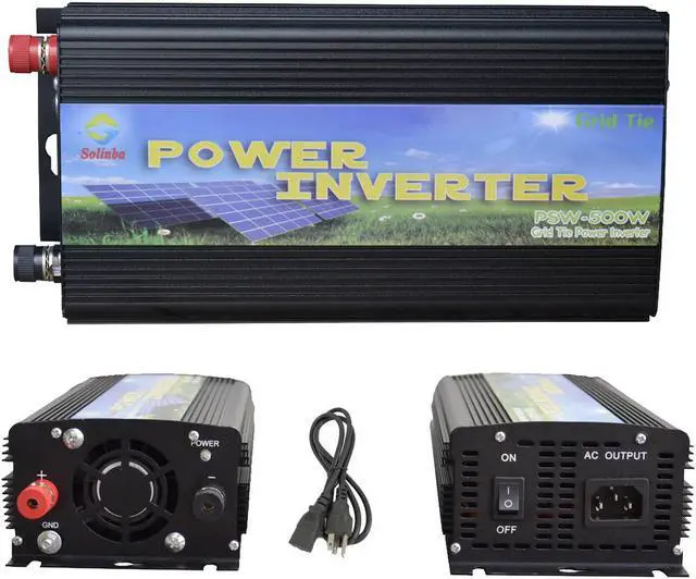 Alt view image 2 of 9 - Solinba 500w on grid tie pure sine wave power inverter DC11-28v to AC 90-130v, 46-65Hz, USA plug, black color