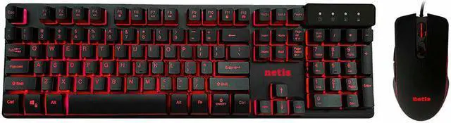 Main image of Netis KM7101 Tri-Color LED USB Wired Gaming Keyboard and 3200 DPI Gaming Mouse Combo | 3 Colors Changeable Mechanical Feel Keyboard for PC Laptop Computer Game and Work