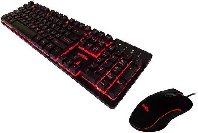 Alt view image 2 of 6 - Netis KM7101 Tri-Color LED USB Wired Gaming Keyboard and 3200 DPI Gaming Mouse Combo | 3 Colors Changeable Mechanical Feel Keyboard for PC Laptop Computer Game and Work