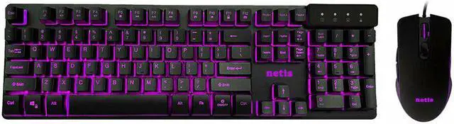 Alt view image 4 of 6 - Netis KM7101 Tri-Color LED USB Wired Gaming Keyboard and 3200 DPI Gaming Mouse Combo | 3 Colors Changeable Mechanical Feel Keyboard for PC Laptop Computer Game and Work