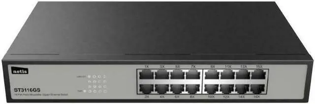 Alt view image 2 of 8 - Netis ST3116GS 8 Port 16 Port Unmanaged 10/100/1000M Gigabit Ethernet Rackmount Switch | Plug-and-Play and Effective Power Saving Technology Support Auto MDI/MDIX Function