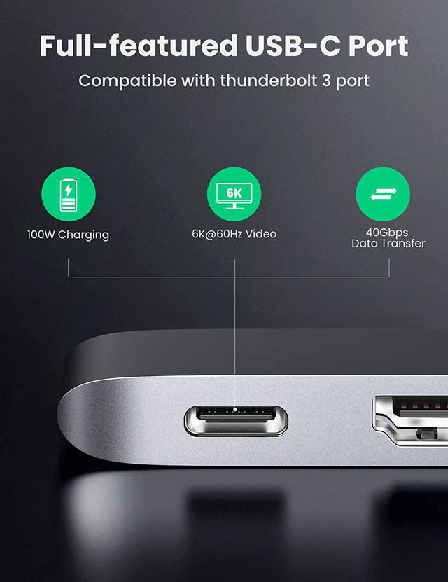 Alt view image 5 of 6 - UGREEN USB C Hub for MacBook Pro USB Type C to 4K HDMI Thunderbolt 3 100W Power Delivery 3 USB 3.0 Port Adapter Dock Station for MacBook Air M1 2020 2019 2018 MacBook Pro M1 2019 2018 2017, Silver
