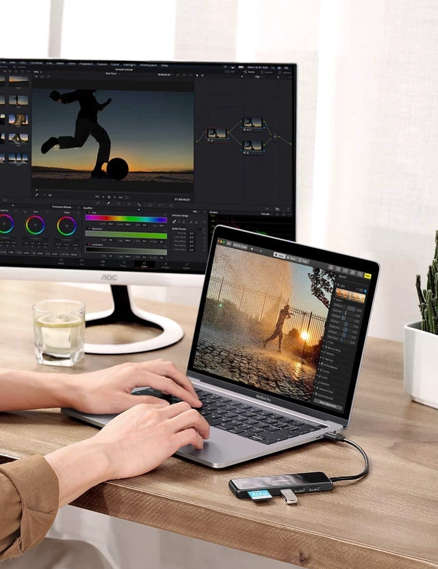 Alt view image 7 of 7 - UGREEN USB C Hub USB C HDMI Adapter 4K 60Hz 6 in 1 Type C Hub to HDMI SD TF Card Reader 3 USB 3.0 Ports for MacBook Pro 2019 2018 2017 Galaxy Note 10 S10 S9 S8 Plus Chromebook XPS Aluminum