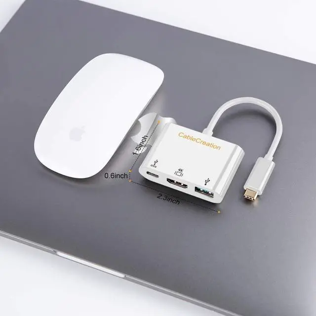 Alt view image 7 of 7 - USB C to 4K HDMI Hub, CableCreation 3-in-1 USB-C Hub with HDMI, USB 3.0 and 60W PD Charging [Thunderbolt 3 Compatible] for MacBook Pro 2017/2018/2019, Dell XPS 13/15, Galaxy Note S10, Yoga 910/920