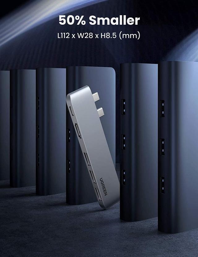 Alt view image 6 of 6 - UGREEN USB C Hub for MacBook Pro USB Type C to 4K HDMI Thunderbolt 3 100W Power Delivery 3 USB 3.0 Port Adapter Dock Station for MacBook Air M1 2020 2019 2018 MacBook Pro M1 2019 2018 2017, Silver