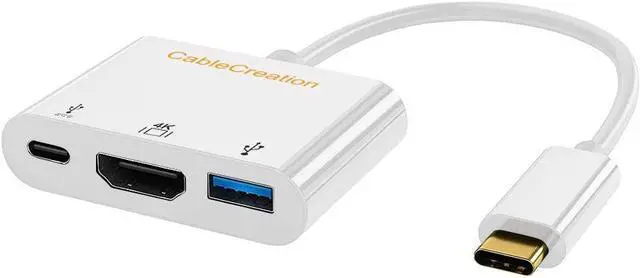 Main image of USB C to 4K HDMI Hub, CableCreation 3-in-1 USB-C Hub with HDMI, USB 3.0 and 60W PD Charging [Thunderbolt 3 Compatible] for MacBook Pro 2017/2018/2019, Dell XPS 13/15, Galaxy Note S10, Yoga 910/920