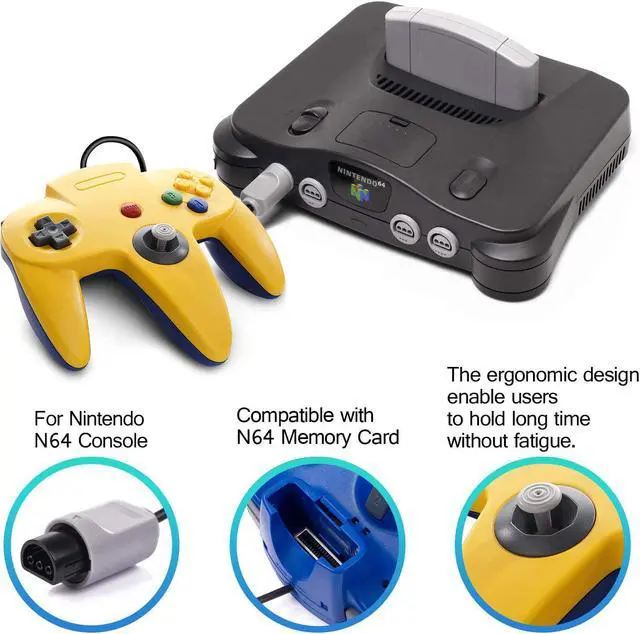 Alt view image 2 of 7 - 2 Pack N64 Controller, miadore Retro N64 Gaming Gamepad Joystick Double Colored Joypad for N64 System Home Video Game Console
