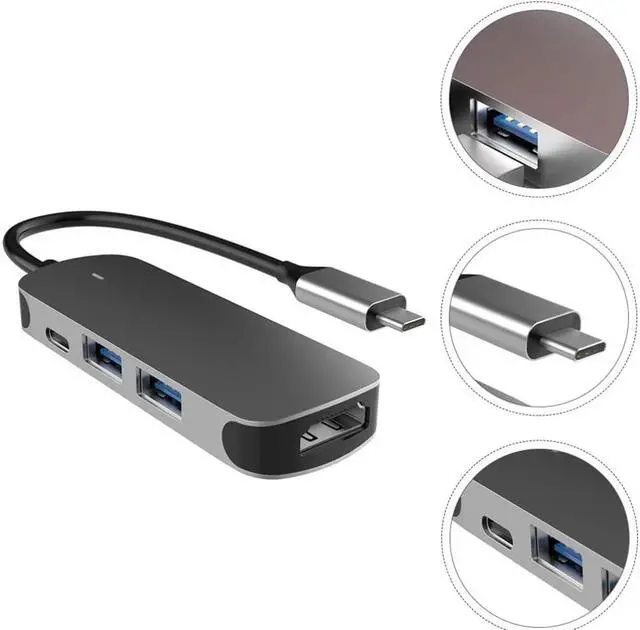 Alt view image 2 of 6 - OSALADI Type C 4 in 1 Multi Port Adapter TX4H USB Multi Port Hub Type C Charging Adapter Micro SD Card Readers HDMI Multiport Adapters for Home Office Computer Accessories Supplies