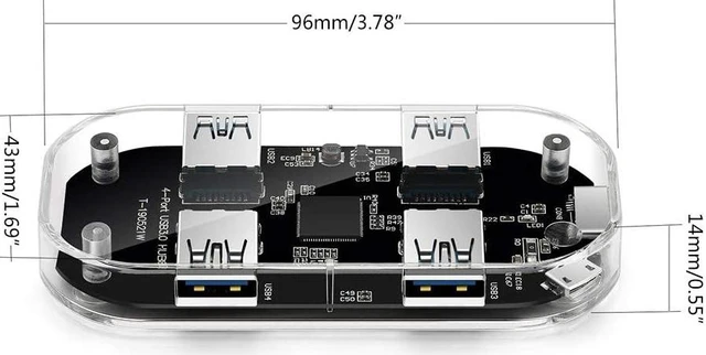 Alt view image 2 of 7 - XISAOK Transparent USB HUB 4 Ports USB3.0 Adapter Splitter for Laptop U Disk Cellphones