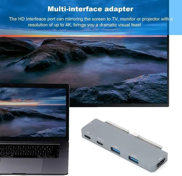 Alt view image 2 of 7 - USB C Hub Multiport Adapter, 6 in 1 TypeC to HDMI Docking Station Adapter Converter with 4K 30Hz HDMI Output 2*USB 3.0 Port for Phone Computer USB 3.0 Hub
