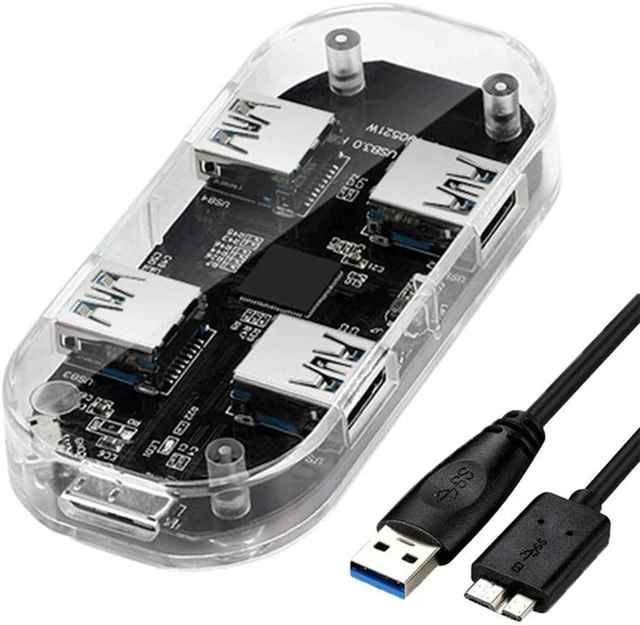 Alt view image 7 of 7 - XISAOK Transparent USB HUB 4 Ports USB3.0 Adapter Splitter for Laptop U Disk Cellphones