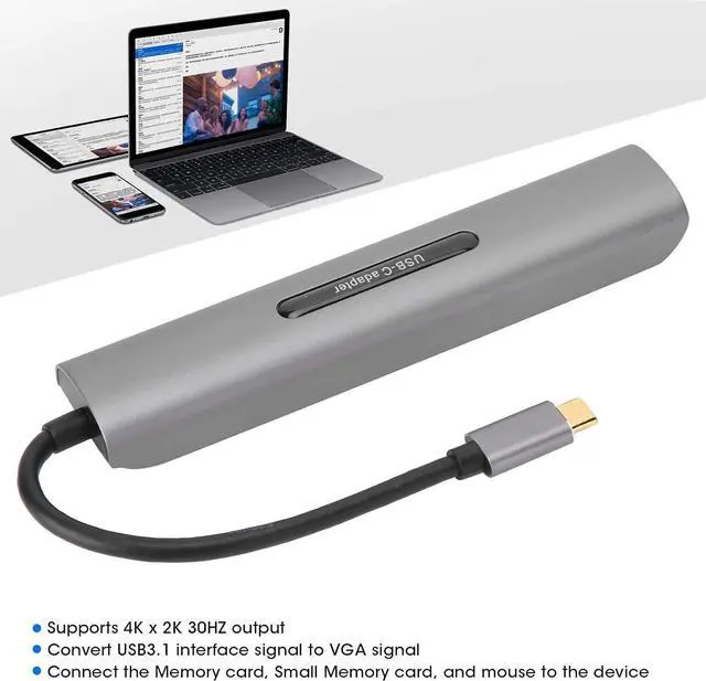 Alt view image 6 of 7 - TypeC Docking Station, Computer Supplies, Durable for Mobile Hard Disk Computer Repair Shop Keyboard Home