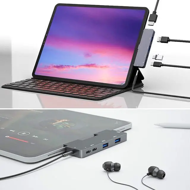 Alt view image 4 of 7 - USB C Hub Multiport Adapter, 6 in 1 TypeC to HDMI Docking Station Adapter Converter with 4K 30Hz HDMI Output 2*USB 3.0 Port for Phone Computer USB 3.0 Hub