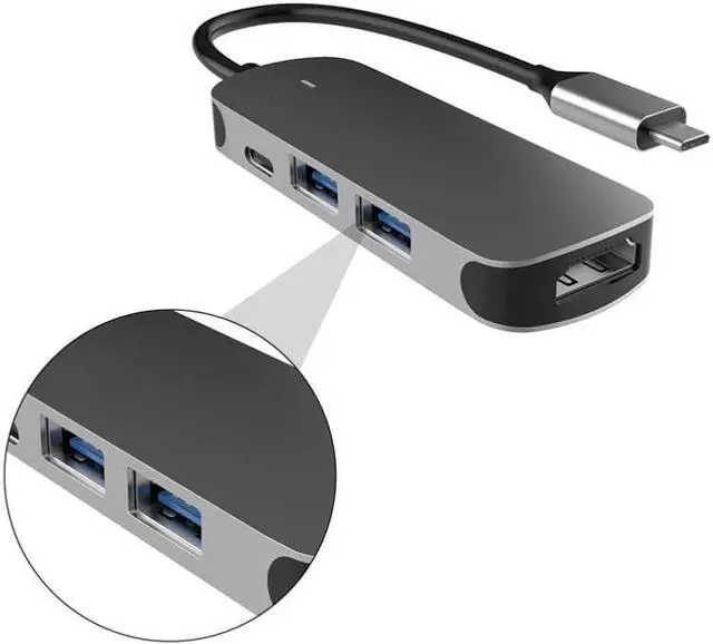 Alt view image 3 of 6 - OSALADI Type C 4 in 1 Multi Port Adapter TX4H USB Multi Port Hub Type C Charging Adapter Micro SD Card Readers HDMI Multiport Adapters for Home Office Computer Accessories Supplies