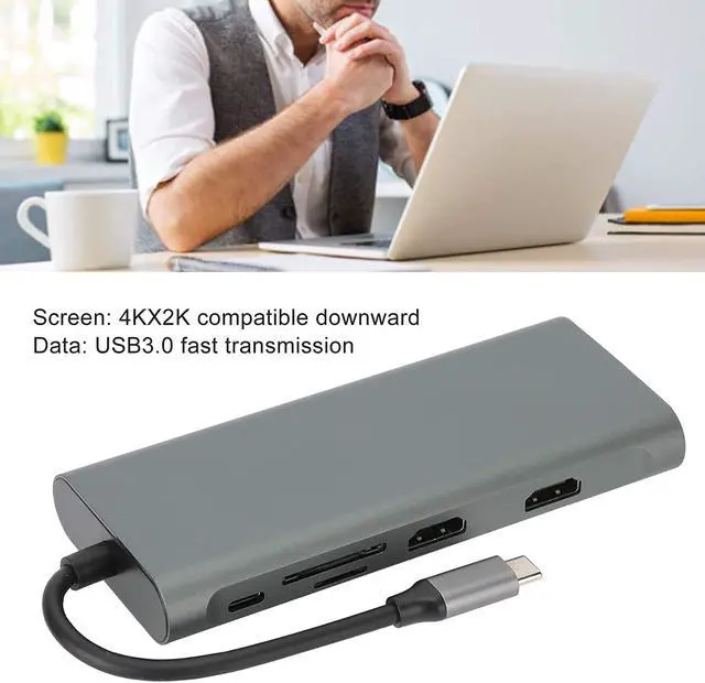 Alt view image 3 of 7 - 12 in 1 Docking Station with Type C, VGA, RJ 45, PD, USB 3.0 2.0 Ultra HD 4K Output, Fast Data Transfer, Multi Display Support
