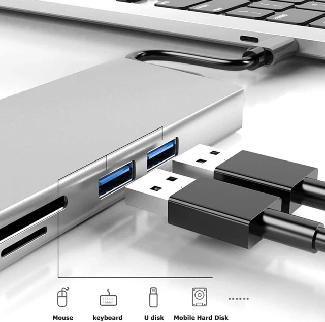 Alt view image 4 of 7 - USB C HUB, 8-in-1 Multi Port Type C Combo, USB C to HDMI 4K, VGA, Gigabit Ethernet LAN RJ-45, 2 USB 3.0, TF/SD Card Reader Ports Adapter, PD Charge, USB C Converter for Laptop Computer