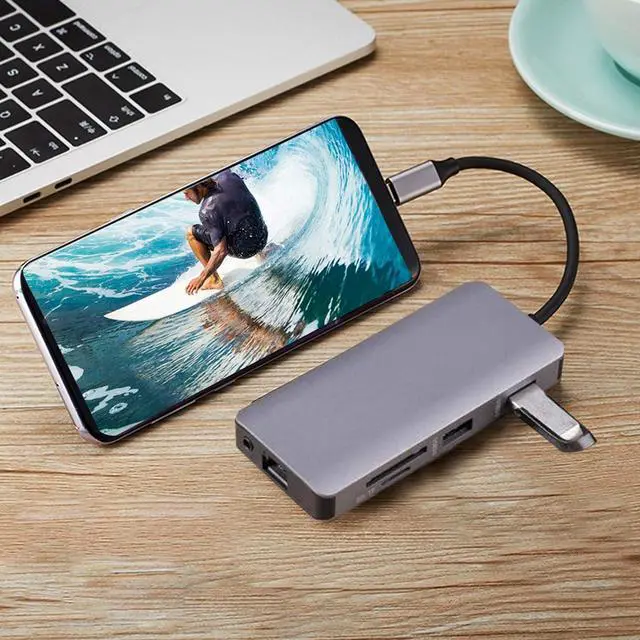 Alt view image 7 of 7 - Type-C Converter, 9 in 1 Type-C Hub Lightweight for Computer