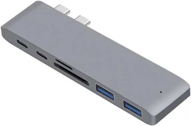 Alt view image 2 of 7 - FA.cbj3 USB C HUB Adapter,2 USB C Hub Thunderbolt 3 Adapter Dual USB Type C Dock with TF SD Card Reader Slot PD HUB 3.0 for MacBook Pro/Air (Gray)