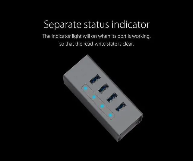 Alt view image 7 of 7 - USB Hub Aluminum 4 Port USB3.0 Splitter USB HUB Support BC1.2 Charging with 12V2A Power Adapter for Laptop PC Accessories (Color : Silver) (Silver)