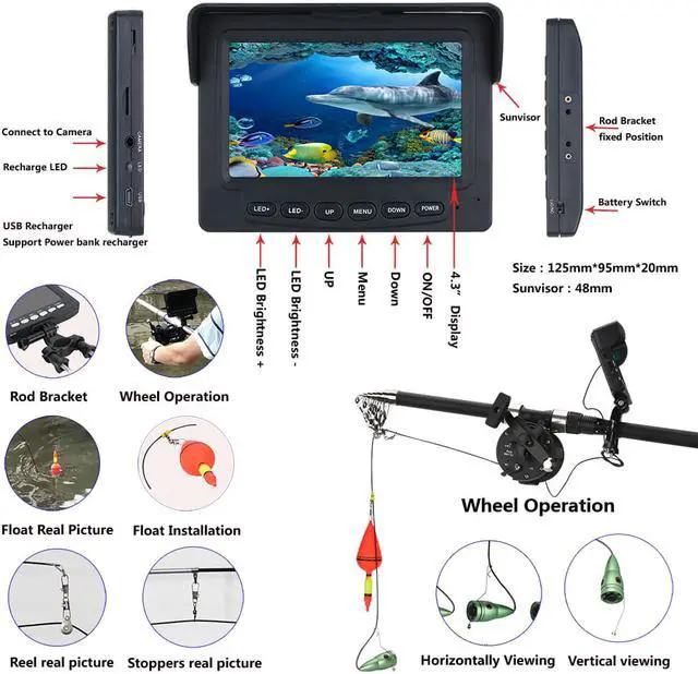 Alt view image 6 of 7 - 6W IR LED Lights with 4.3" Inch HD  Color Monitor Underwater Fishing Video Camera