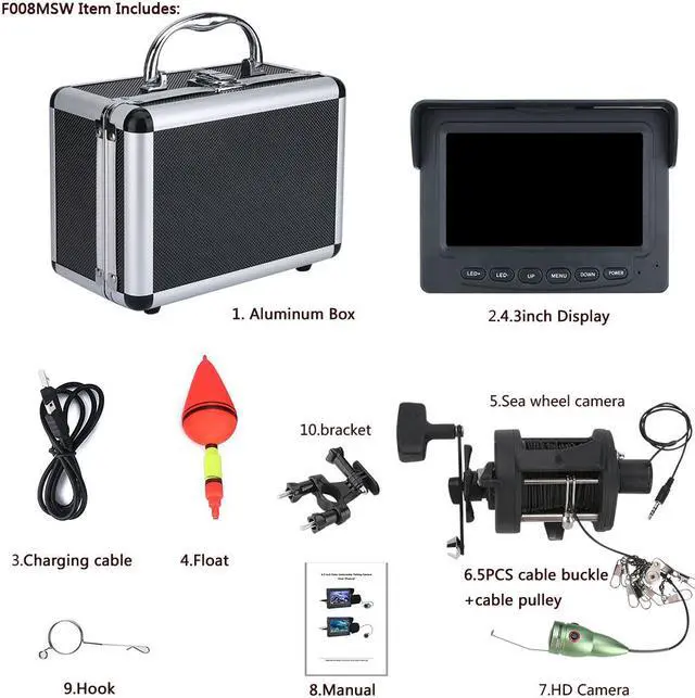 Alt view image 4 of 7 - Aluminum alloy  4.3 Inch HD  Color Monitor Underwater Fishing Video Camera Kit 6W White LED Lights with HD 1000 TV lines