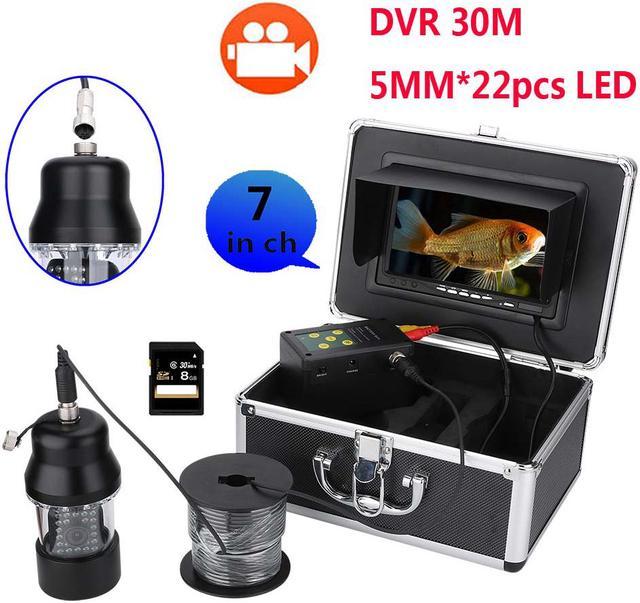 30M 7 Inch Professional Underwater Fishing Video Camera Fish Finder DVR  Video Recorder 8G Card Waterproof 22 LEDs 1000 TVL Camera 