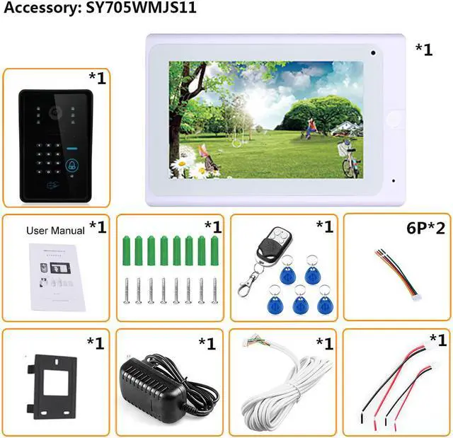 Alt view image 7 of 7 - 7inch Wired / Wireless Wifi RFID Password Video Door Phone Doorbell Intercom System support Remote APP unlocking/Recording/Snapshot