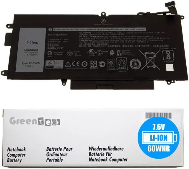 Main image of GreenTech 60Wh K5XWW compatible battery for Dell Latitude 5289 2-in-1, Latitude 7389 2-in-1, Latitude 7390 2-in-1 - GreenTech 7.6V 60Whr 4 Cell Battery N118G 71TG4 725KY 3MVYT