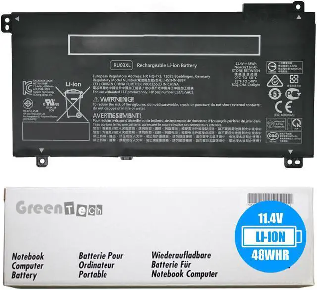 Main image of GreenTech 48Wh RU03XL compatible battery for HP Probook X360 440 G1, X360 11 G3, X360 11 G4, X360 11 G3 EE, X360 11 G4 EE - GreenTech 11.4V 48Whr 3 Cell Battery L12791-855 L12717-1C1 HSTNN-IB8P