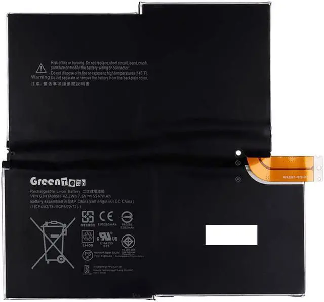 Main image of GreenTech G3HTA005H Replacement Battery for Microsoft Surface Pro 3 1631 - GreenTech 7.6V 42.2Whr 4 Cell Battery G3HTA009H MS011301-PLP22T02