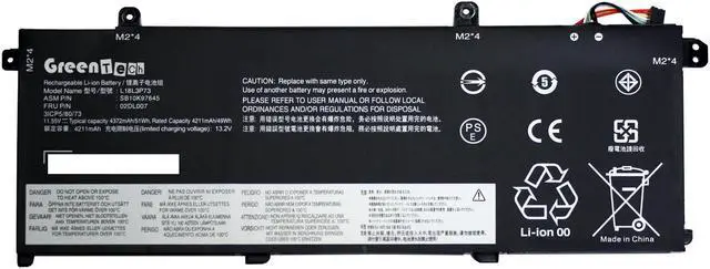 Main image of GreenTech L18M4P73 L18M3P73 L18L3P73 Replacement Battery for Lenovo Thinkpad P14s P43s T14 T490 T495 11.55V 51Whr 5B10W13877 5B10W13905 5B10W13906 5B10W13907 5B10W13908 5B10W13954
