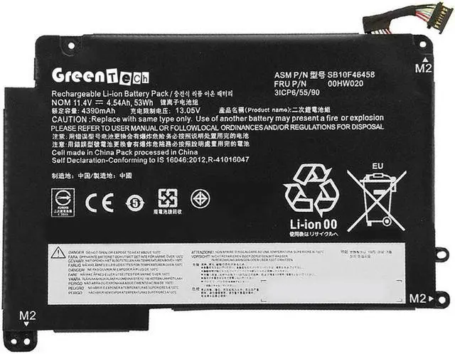 Main image of GreenTech 00HW020 SB10F46458 Replacement Battery Compatible with Thinkpad P40 Yoga, Yoga 460 - GreenTech 11.4V 53Whr Battery 00HW021 SB10F46459