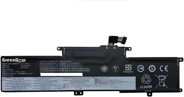 Main image of GreenTech 01AV483 L17C3P53 Replacement Battery for Thinkpad L380 L390 Yoga - GreenTech 11.1V 45Whr Battery SB10K97627 5B10W13892