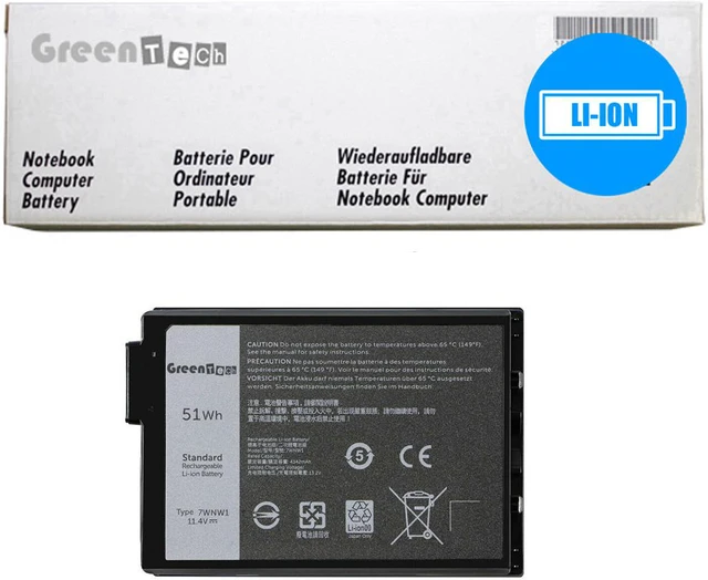 Main image of GREENTECH 7WNW1 BATTERY FOR LATITUDE 5420 5424 7424 RUGGED 11.4V 51WHR
