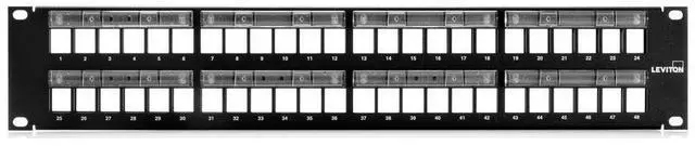 Main image of Leviton 48-Ports 2RU Black Patch Panel 49255-L48