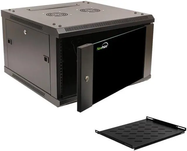 Main image of Navepoint 6U Wallmount Networking Enclosure 600mm Depth with Shelf, Fans