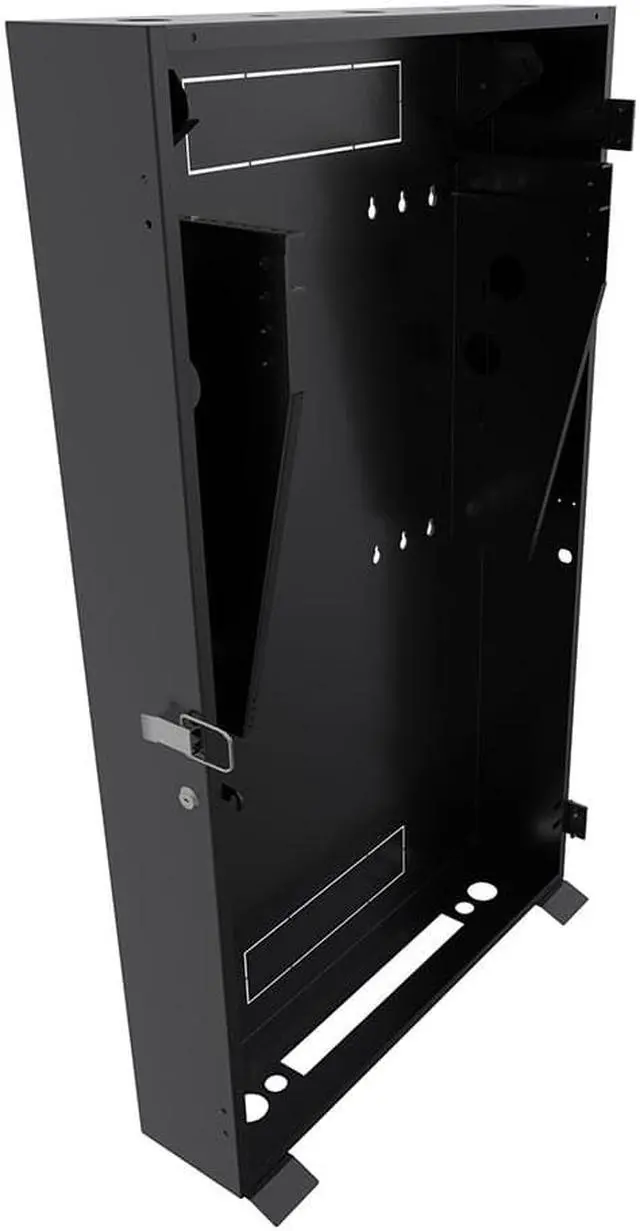 Alt view image 3 of 4 - NavePoint 4U Vertical Wall Mount Enclosure, 32.4 inch (825mm) to 35.4 inch (900mm) depth, Cold-rolled Steel, Black