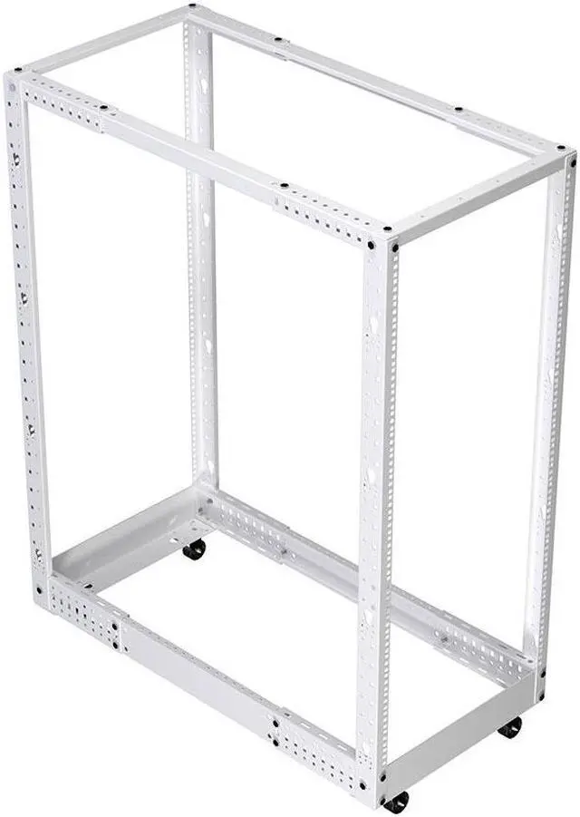 Main image of NavePoint 25U Cold Rolled Steel 4-Post Open Frame, White