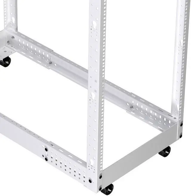 Alt view image 2 of 4 - NavePoint 25U Cold Rolled Steel 4-Post Open Frame, White