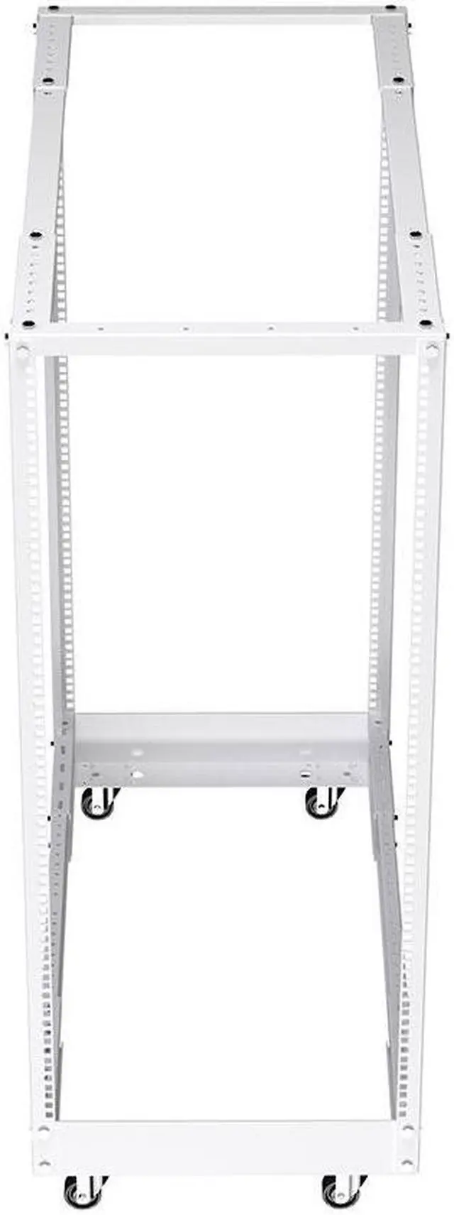 Alt view image 4 of 4 - NavePoint 25U Cold Rolled Steel 4-Post Open Frame, White