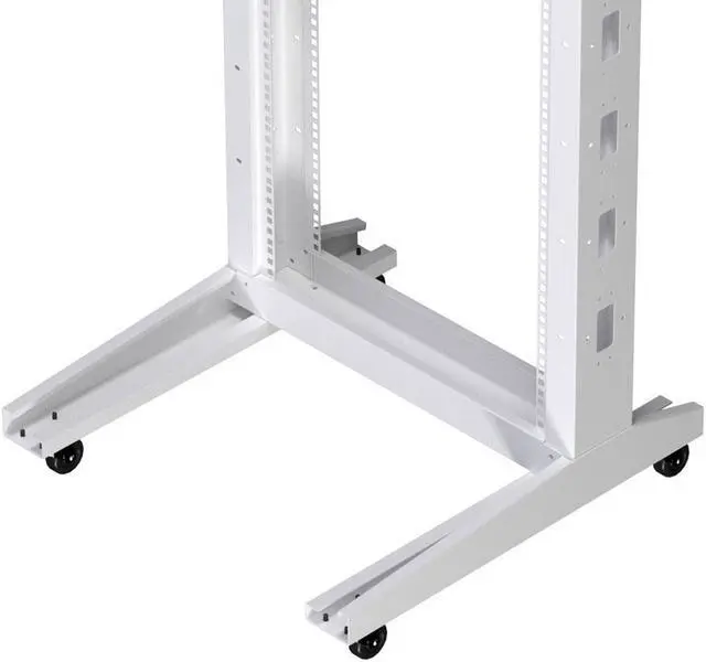 Alt view image 2 of 4 - NavePoint 22U Cold Rolled Steel 2-Post Open Frame Rack, White