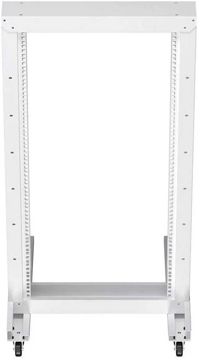 Alt view image 3 of 4 - NavePoint 22U Cold Rolled Steel 2-Post Open Frame Rack, White