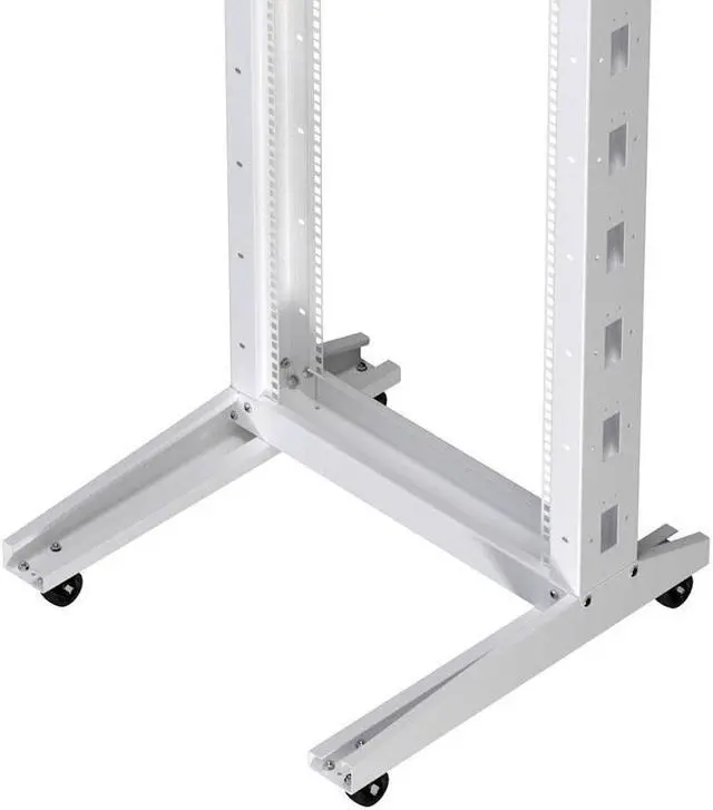 Alt view image 2 of 4 - NavePoint 42U Cold Rolled Steel 2-Post Open Frame Rack, White