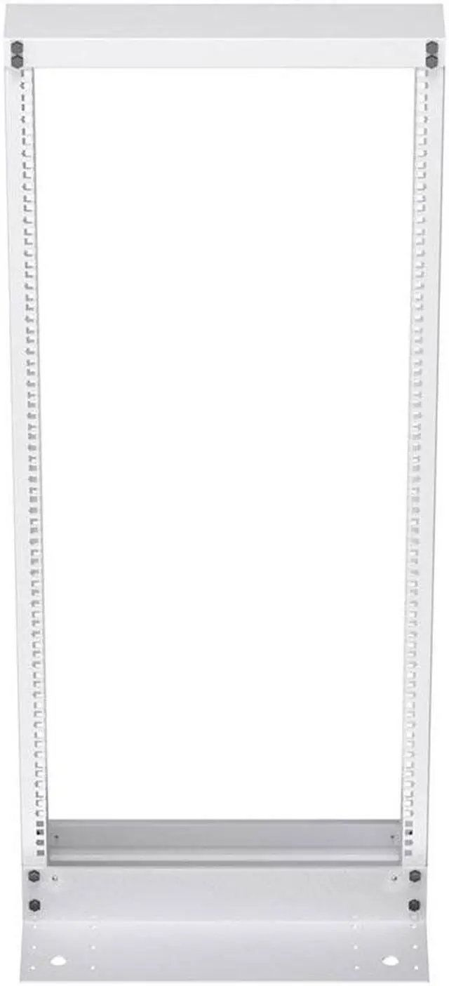 Alt view image 3 of 4 - NavePoint 25U Cold Rolled Steel 2-Post Open Frame Rack, White