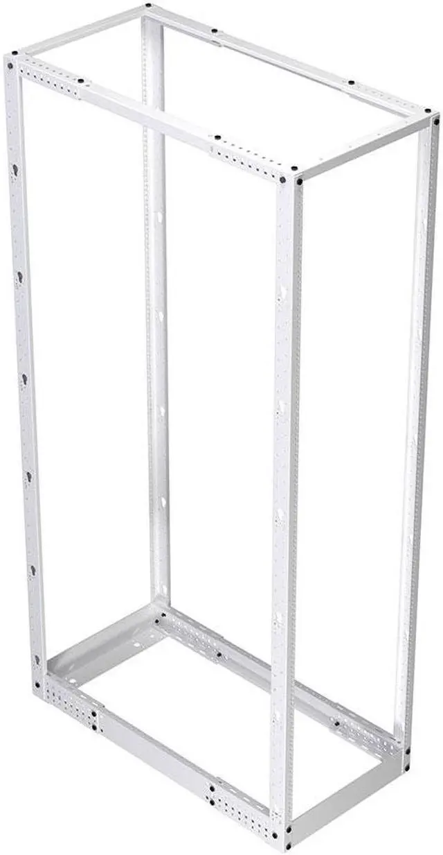 Alt view image 5 of 7 - NavePoint 42U Cold Rolled Steel 4-Post Open Frame (12-24) Network Rack, White