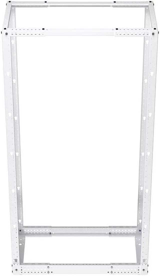 Alt view image 7 of 7 - NavePoint 42U Cold Rolled Steel 4-Post Open Frame (12-24) Network Rack, White
