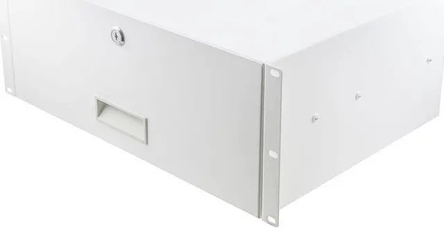 Main image of NavePoint 19 Inch Wide Cold Rolled Steel Rack Mount Drawer, 4U, 13.7 Inches Deep, Signal White