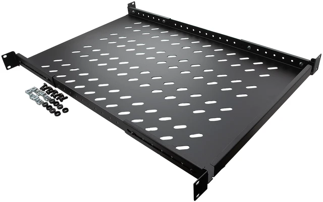Main image of Navepoint Fixed Rack Vented Server Shelf 1U 19" 4 post Rack Mount Adjustable from 16 - 37"