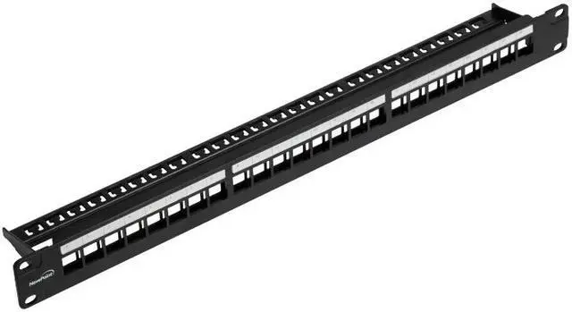 Main image of Navepoint 24-Port Cat5/Cat5e/Cat6 Ethernet Patch Panel For 19-Inch Wallmount Or Rackmount Empty For Keystone Insertion Black
